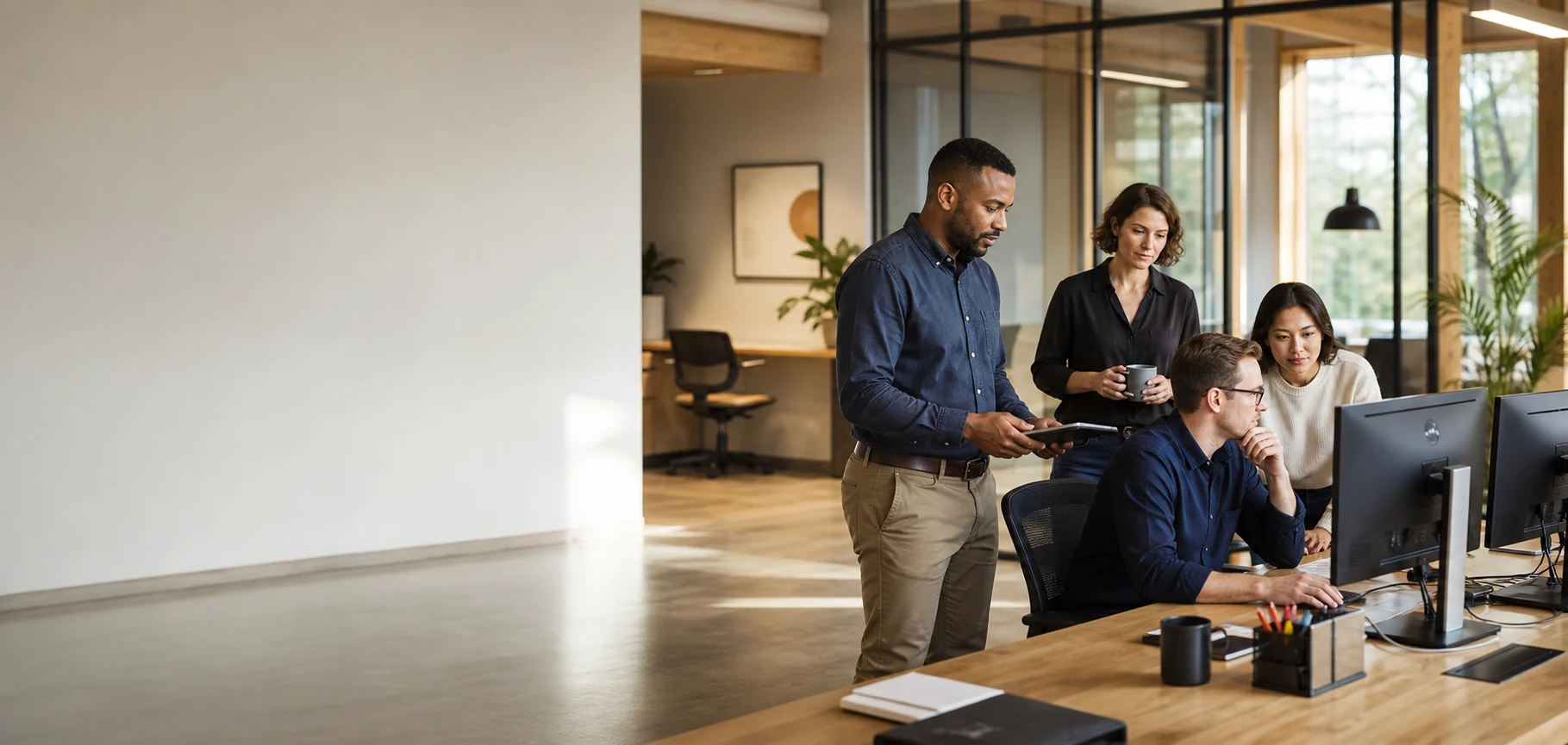 A cross-functional enterprise service team coordinating work from one shared operations workspace