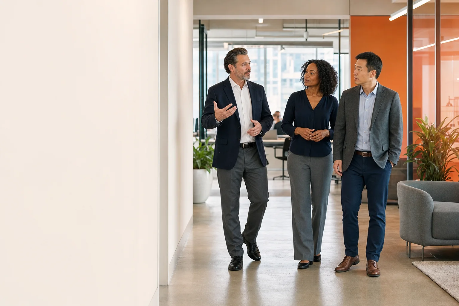 A FyneDesk partner guides a customer team through a service rollout plan