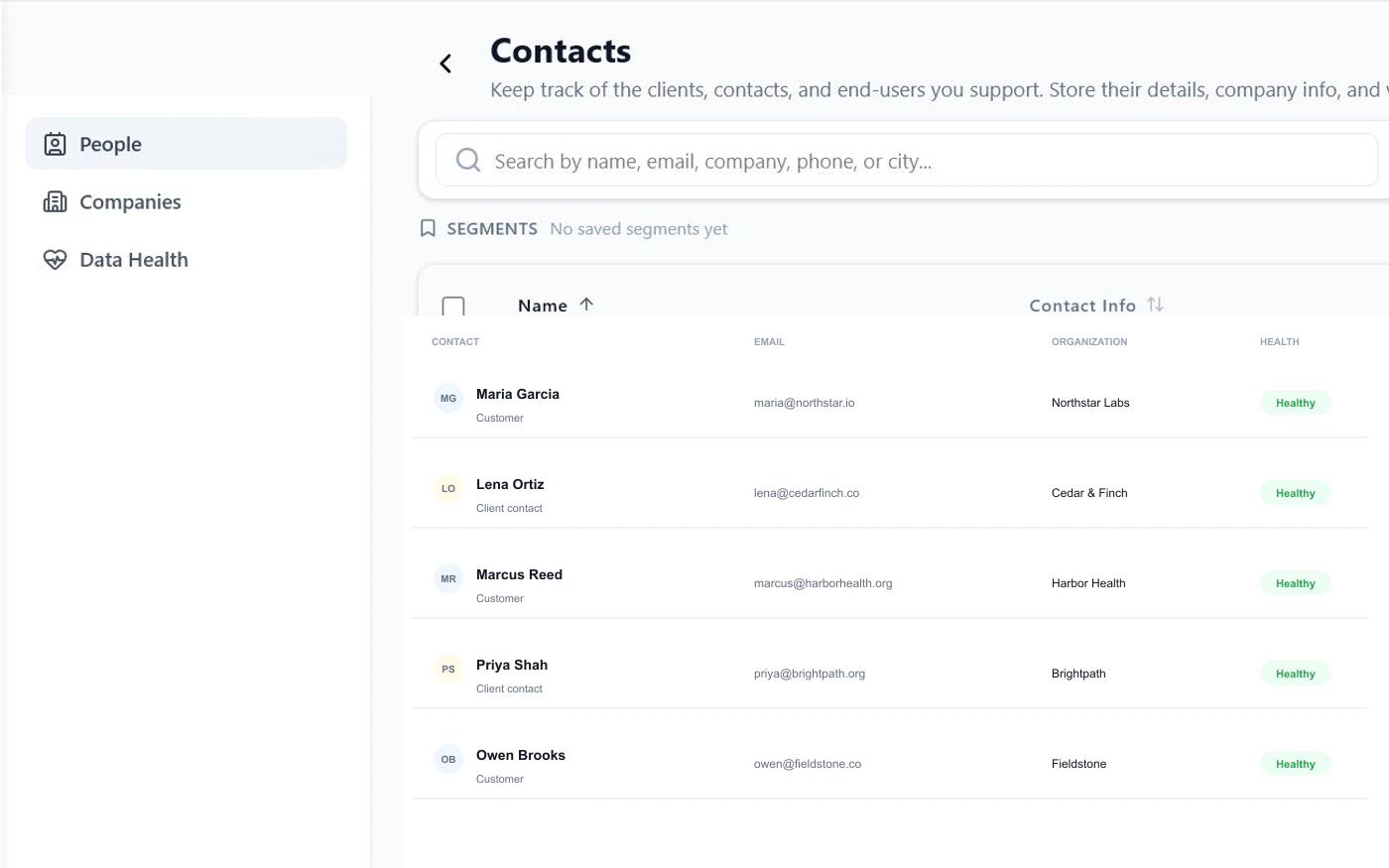 FyneDesk contact management with customer details, company info, and ticket history